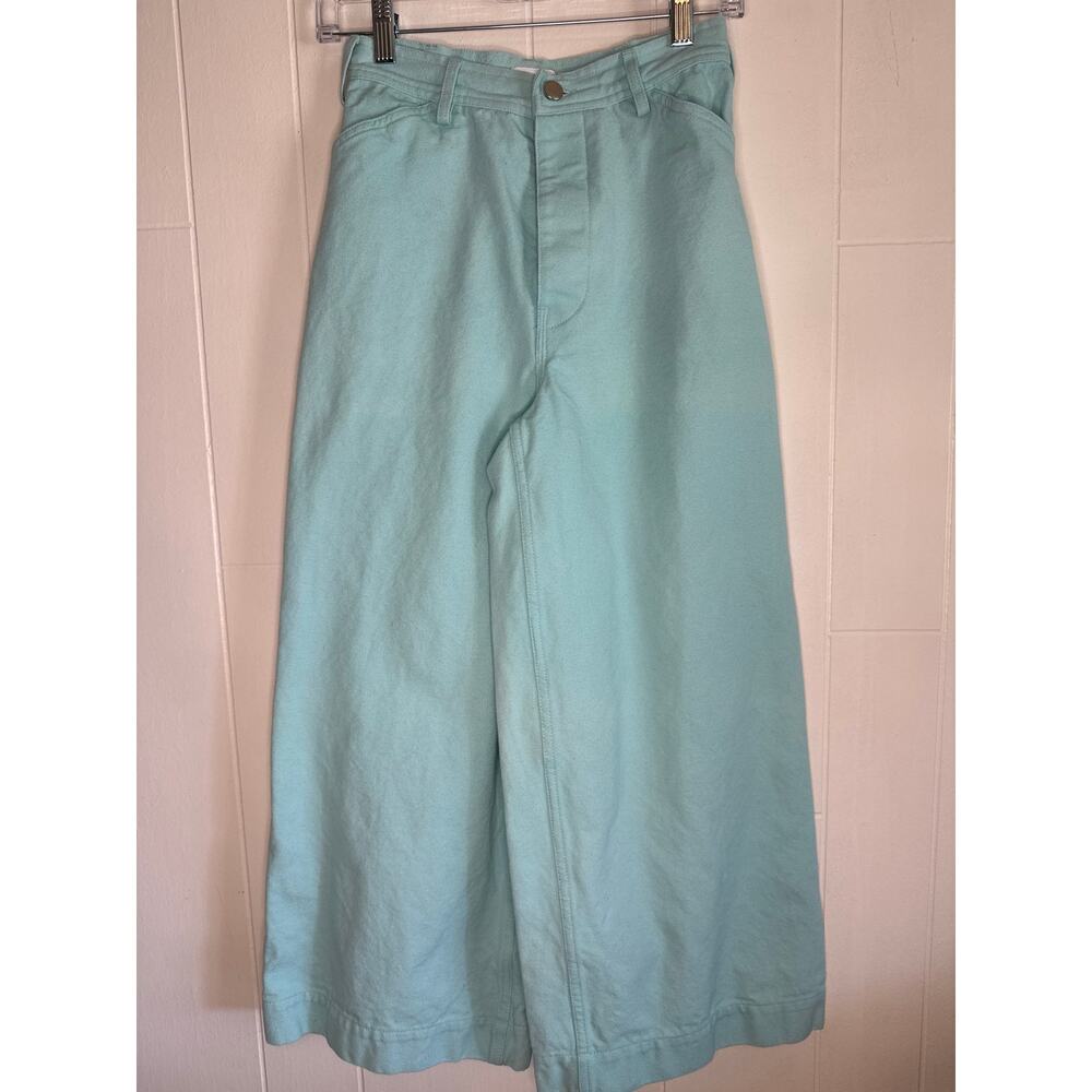 RHODE turquoise cropped high waist jeans wide leg size 4